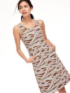Boden ~ Ellie ~ Sleeveless Ponte Dress Brown Ivory Pattern ~ Size 12